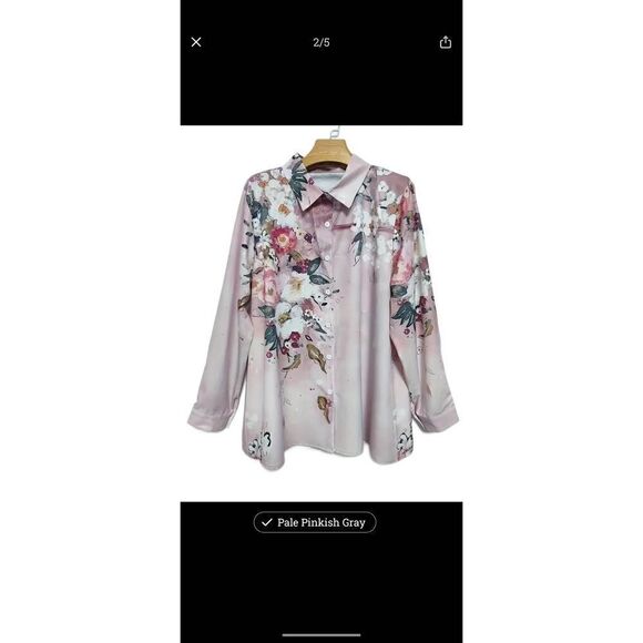 New without tag, pink, floral button down long sleeve blouse - Picture 1 of 8